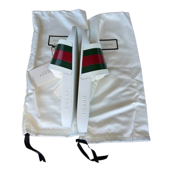 NWB Gucci slides men great white - red - green web stripes various sizes - Picture 5 of 15